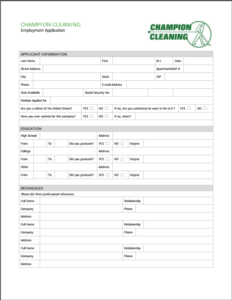 job application for champion cleaners